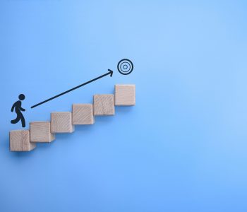 Bussinnes conceptual of purposefulness ,ambition, road to the goal . climbing the career ladder